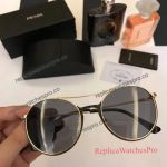 Clone Prada Gold Frame Black Lens Round Polarized Sunglasses Buy Online